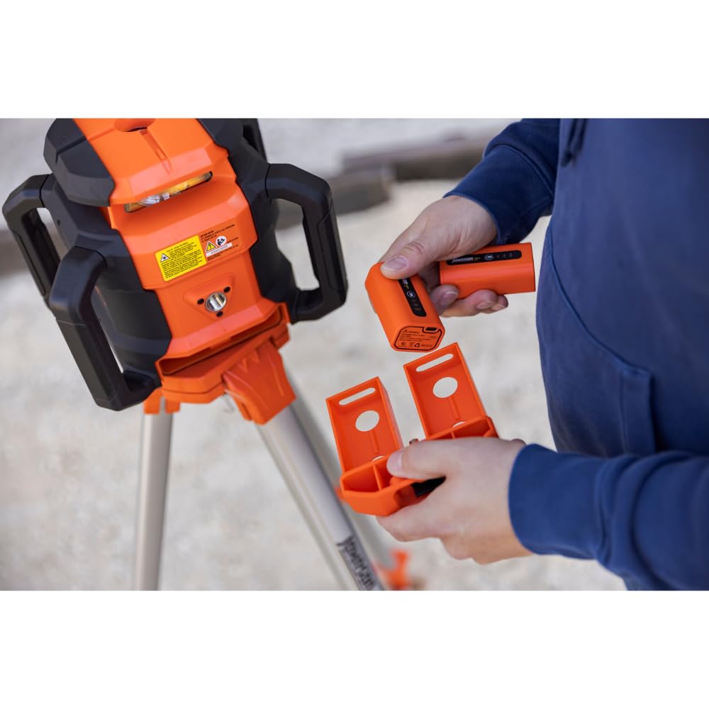Johnson Level & Tool JRT300-RDHV-S Self-Leveling Red Dual Slope Rotary Laser System, 4,000FT Range, Lithium Ion Batteries, Magnetic Target, Laser Detector, Remote Control, Tripod and 13 FT Grade Rod