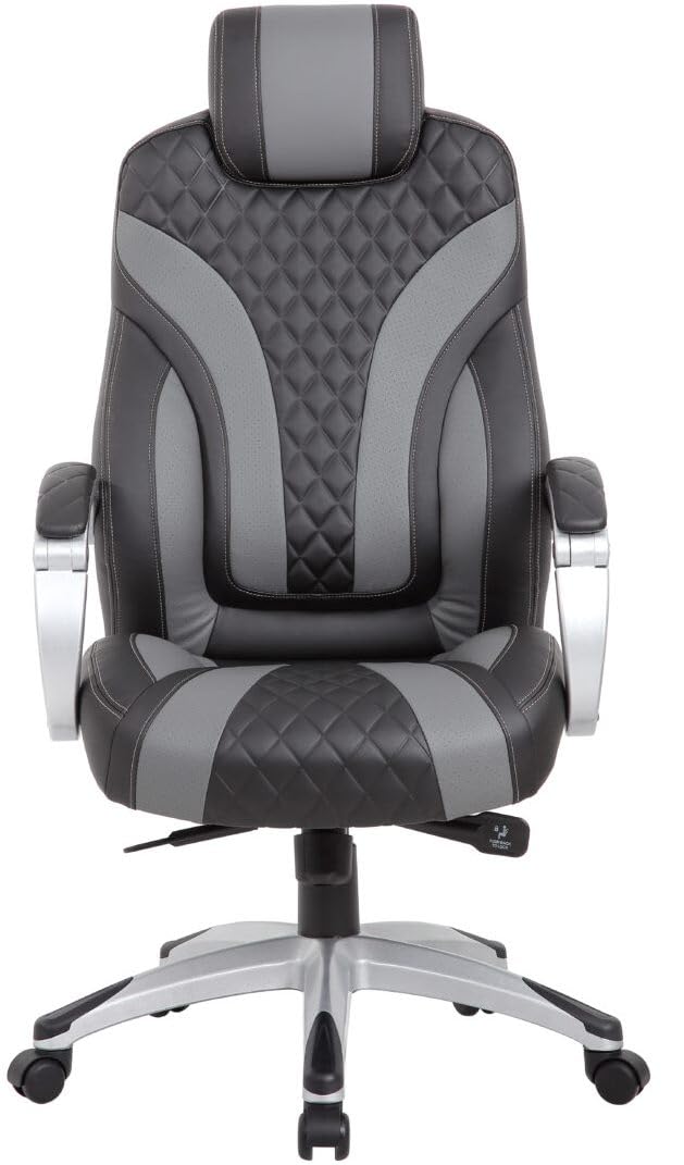 Boss Office Products Executive Hinged Arm Chair in Black/Grey
