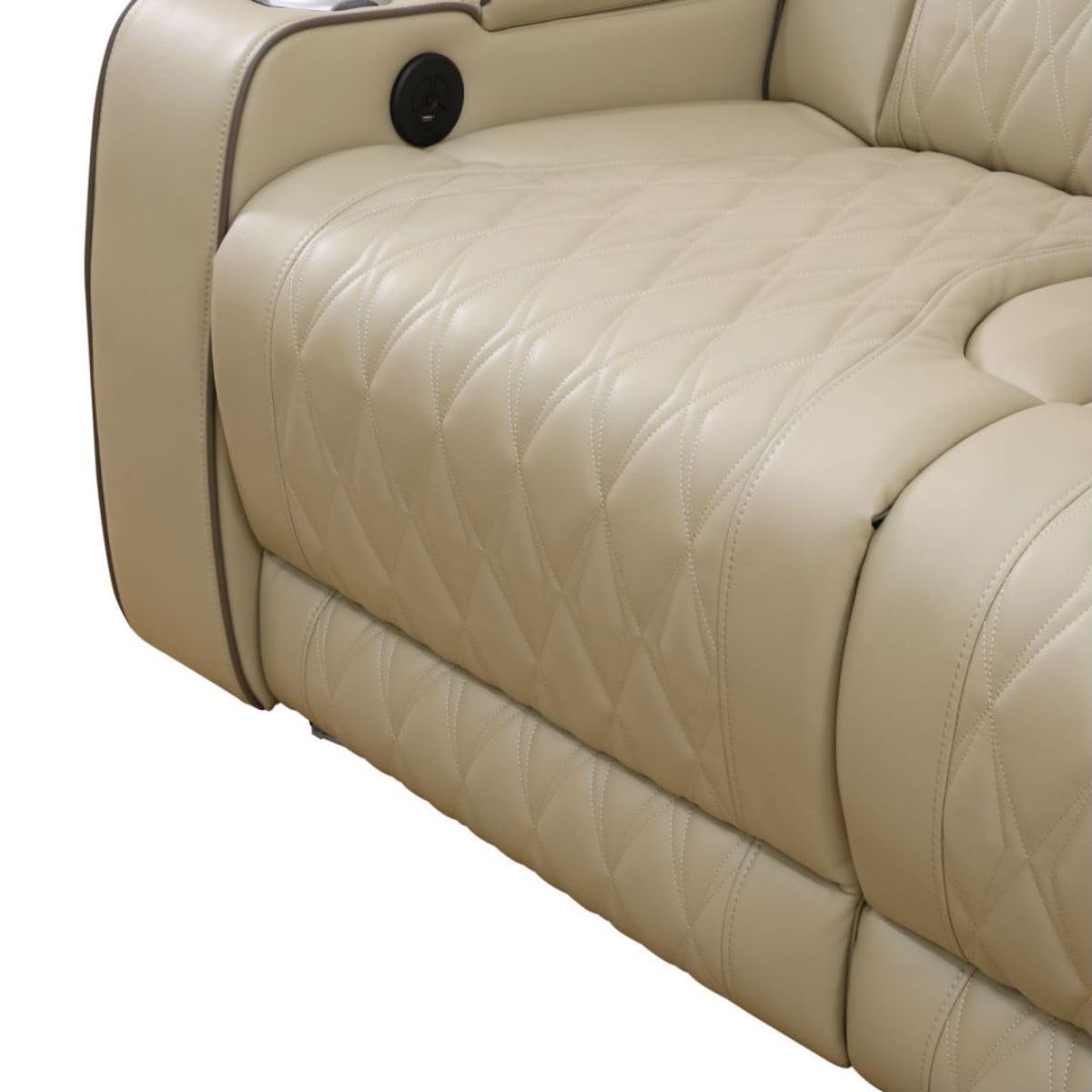 UOCFYK Electric Power Breathing Leather Recliner Sofa Genuine Leather Recliner Couch 3-Seater, Comfy Wide Lazy Top Grain Leather Sofa with USB Port for Living Room (Beige, Sofa)