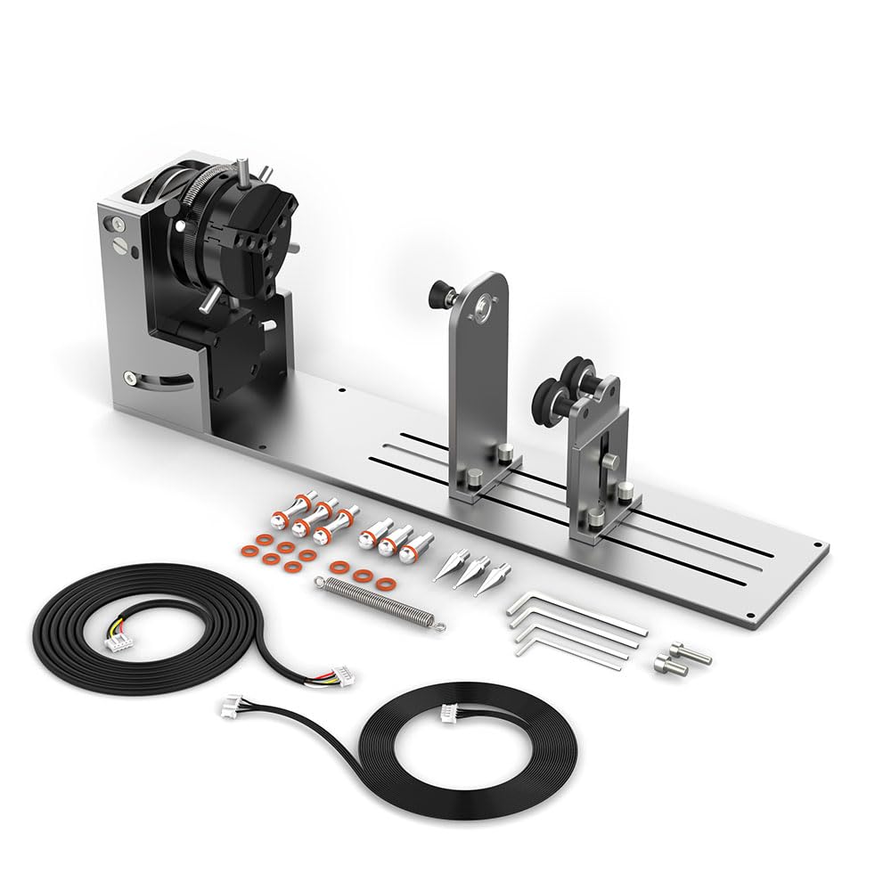 NEJE R6 Individual A-Axis 9-in-1 Rotary New Micron-Level Rotary Attachment for Laser Engravers, Quick Operation Chuck Roller Rotary Laser Engraver Engraving Accessories