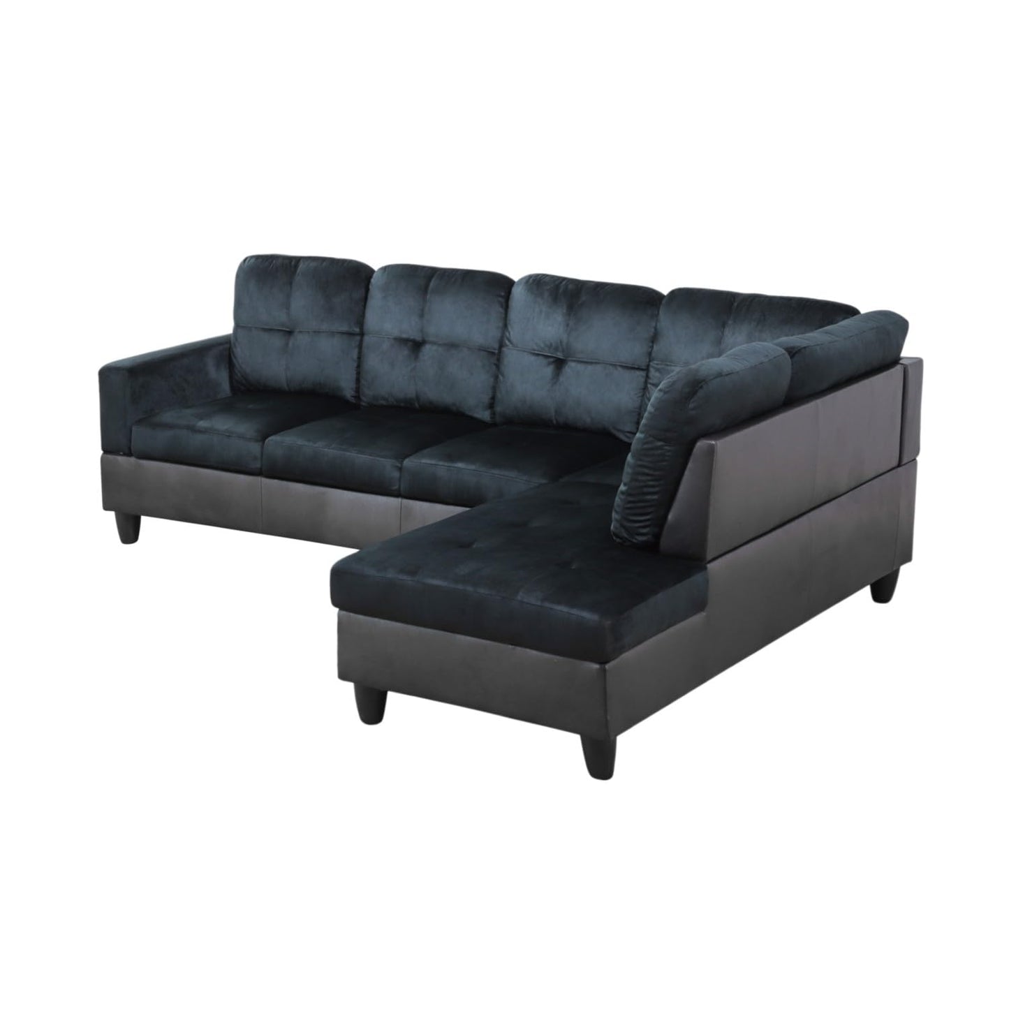 UOCFYK Sectional Sofa Couch with Right Chaise, L Shaped Couches Lint and PVC for Living Room, Office, Apartments, Small Space, Dark Brown