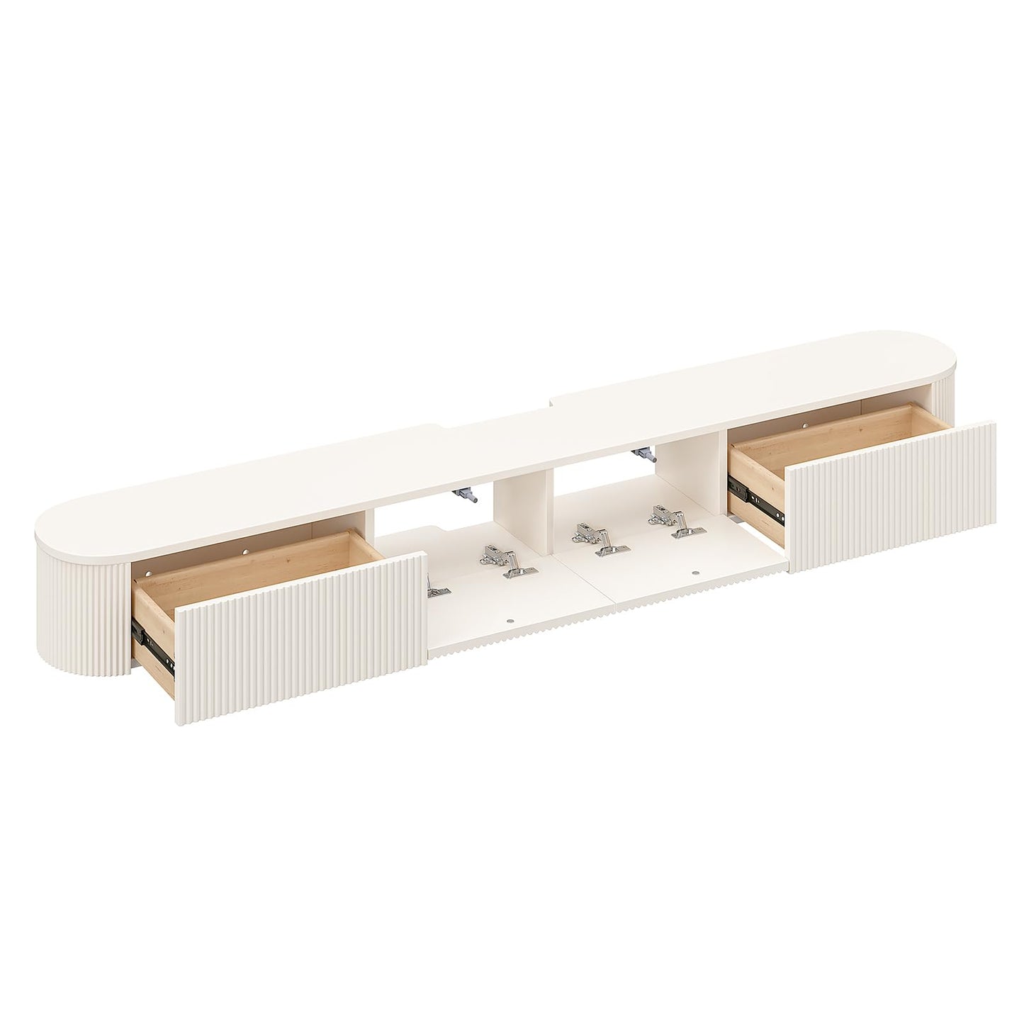 FloatiCasa Floating TV Stand with Drawers 94'',Wall Mount TV Stand,Floating Entertainment Center Shelf for Bedroom Living Room Under TV,Fully Assembled,Off-White