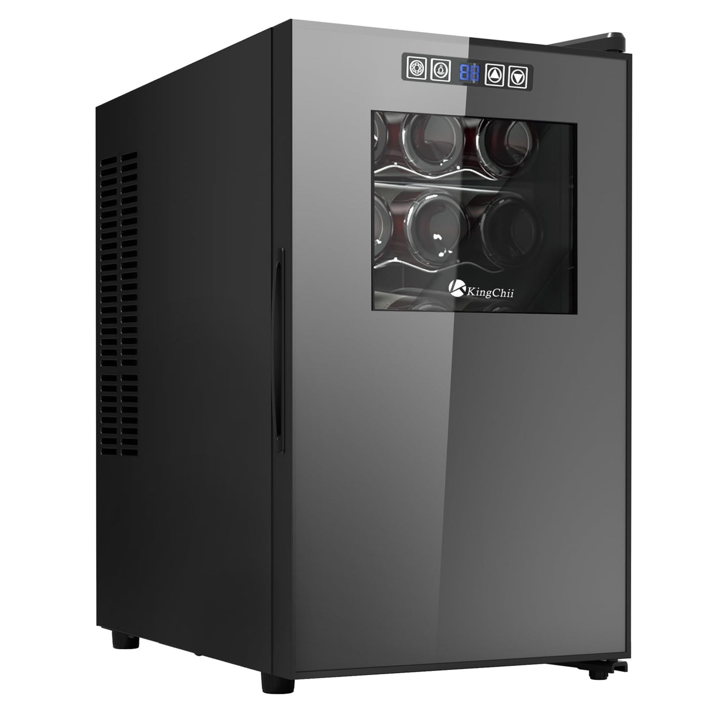 KingChii 18 Bottle Wine Cooler, Freestanding Wine Fridge with Glass Door, Adjustable Shelves & Digital Temperature Display Wine Refrigerator for Red, White, Champagne - Perfect for Home, Kitchen, Bar