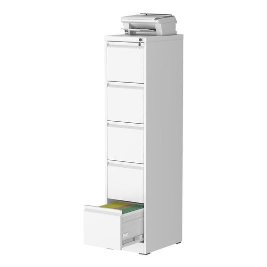 FOSTOKO 5 Drawer File Cabinet with Lock, Steel Vertical Filing Storage Cabinet for Home Office, Heavy-Duty File Cabinets for Letters/Legal/A4 (Require Assembly, White)