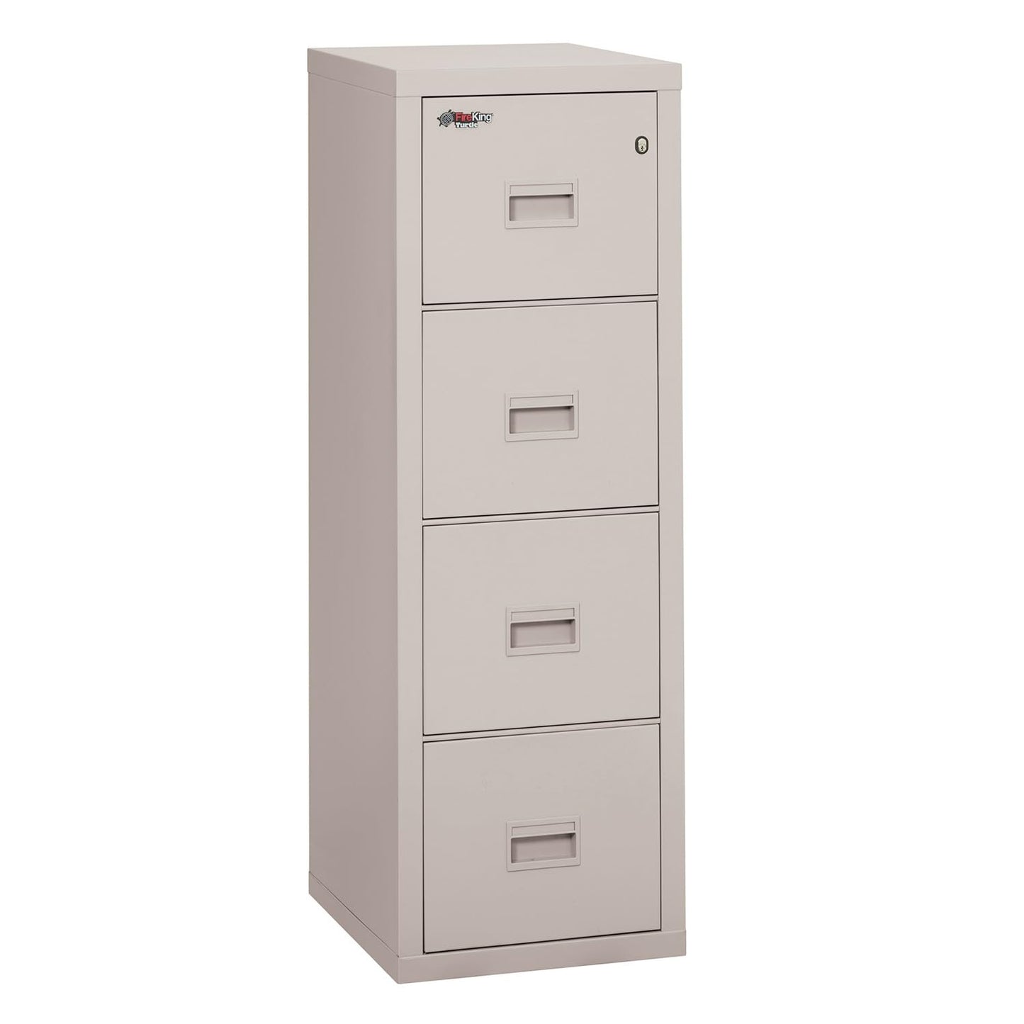 FireKing Turtle Vertical 4 Drawer Legal and Letter Fire Safe File Cabinet with Key Lock, 1 Hour Fire Rated, UL Rated & Water Resistant Home Safe, Filing Cabinet, Made in The USA, Platinum