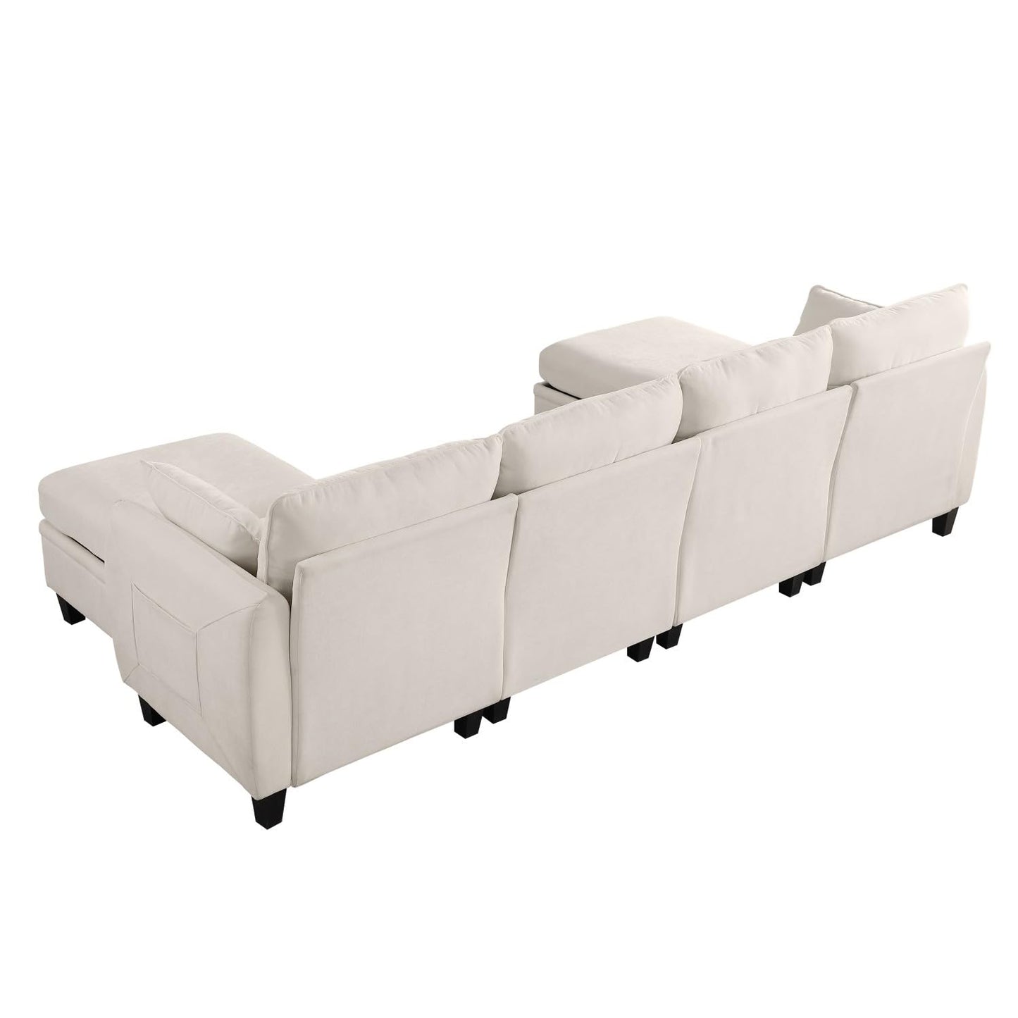 109" Modular Sectional Sofa, U-Shaped Cloud Couch with 2 Storage Ottoman, 6-Seat Chenille Deep Seat Sofa for Living Room, Apartment, Office, Beige