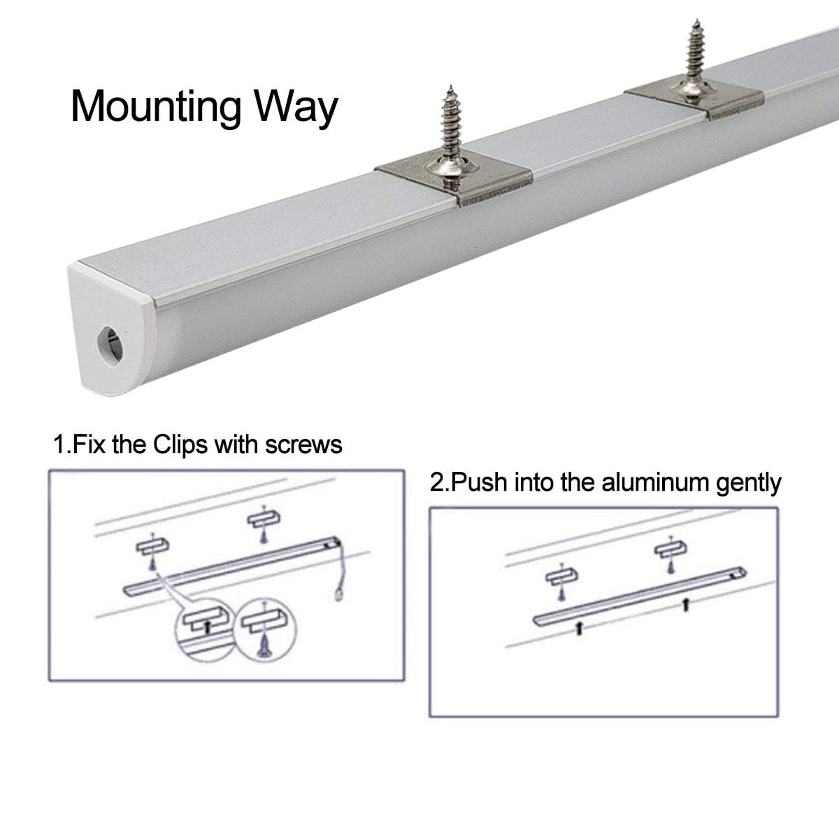 HAMRVL Aluminum LED Channel System, 6-Pack, V Shape, 1ft/30cm, Silver, Includes Cover and Mounting Clips