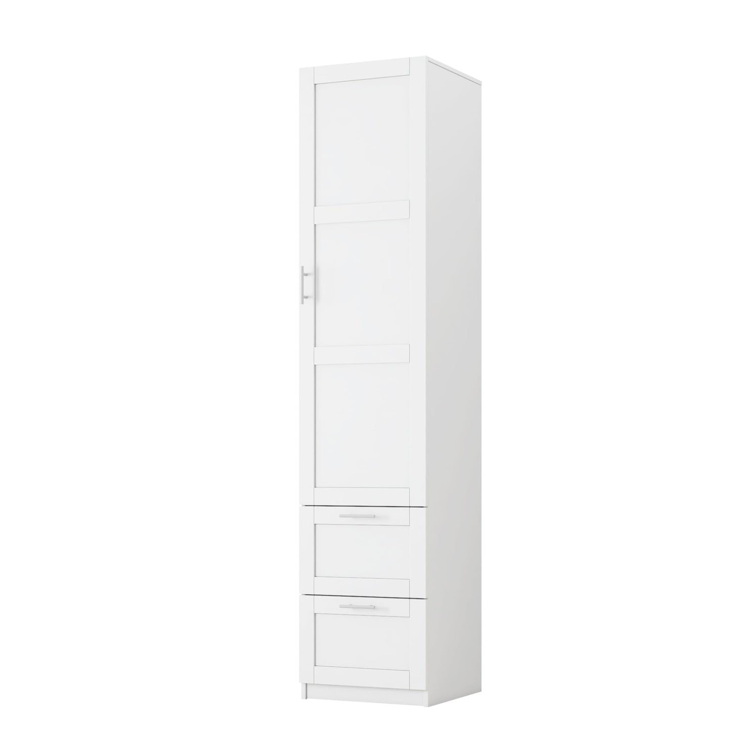 roomfitters Kitchen Pantry Storage Cabinet with 2 Drawers Tall Wooden Narrow Food Cupboard Bathroom Linen Tower, White
