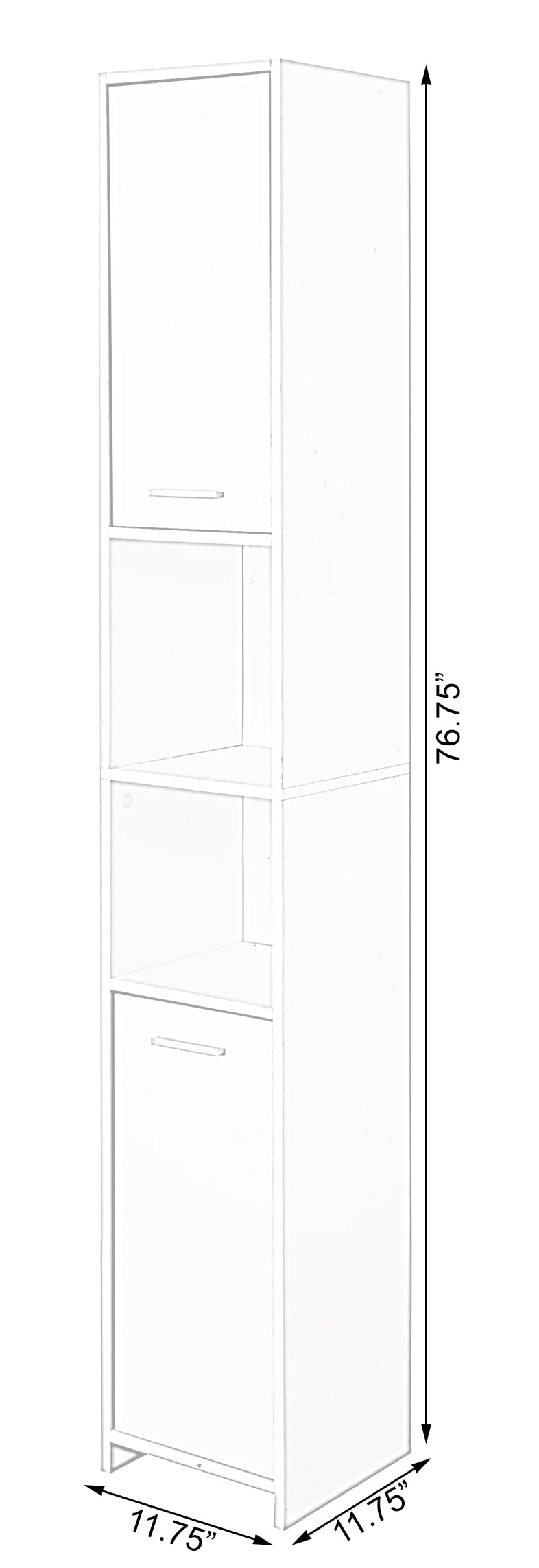 Versatile 77-Inch White Tall Storage Cabinet with 2 Doors and Adjustable Shelves, Linen Tower Cabinet, Bathroom Organizer and Storage, Kitchen Cabinet, Pantry Organizer, and Linen Closet