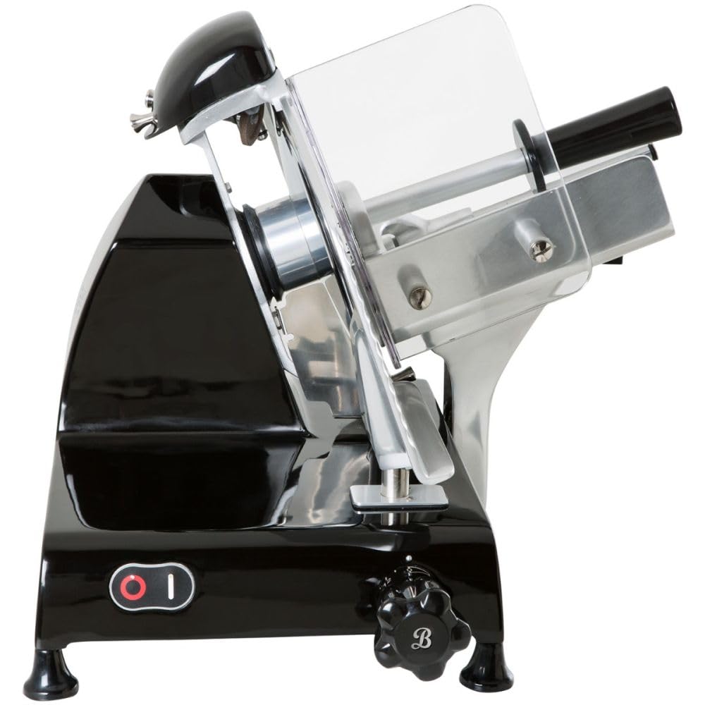 VBI Milano 1898 Red Line 250 Electric Food Slicer | 10" Blade | Perfect Cuts & Reduced Waste | Built-In Sharpener | Premium Kitchen Appliance | Italian Heritage Since 1898 (Black)