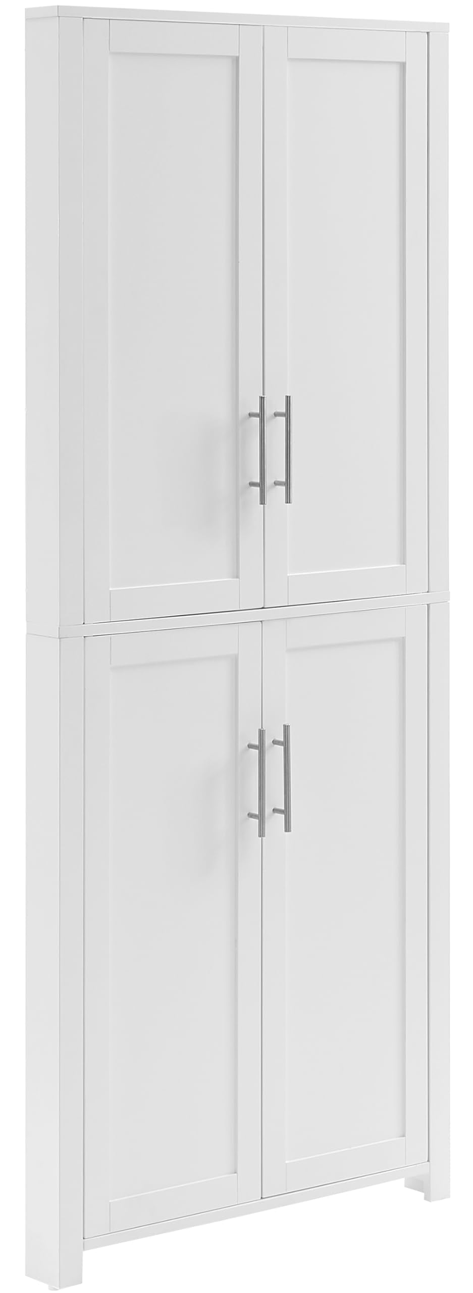 Crosley Furniture Savannah Traditional Corner Pantry Storage Cabinet with Shelves, Kitchen, Dining, Laundry, White