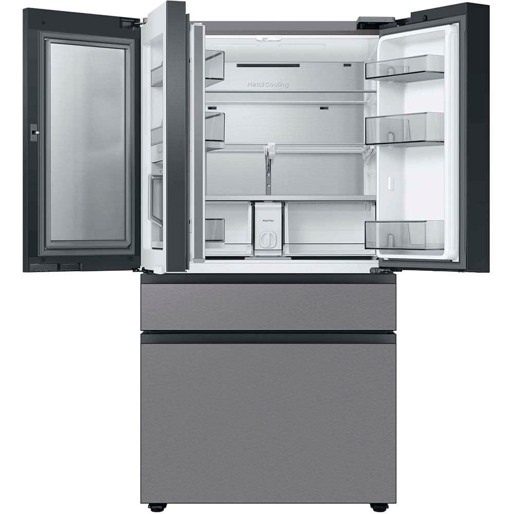 Samsung 29 Cu. Ft. Bespoke 4-Door French Door Refrigerator with Beverage Center, Stainless Steel, RF29BB8600QLAA