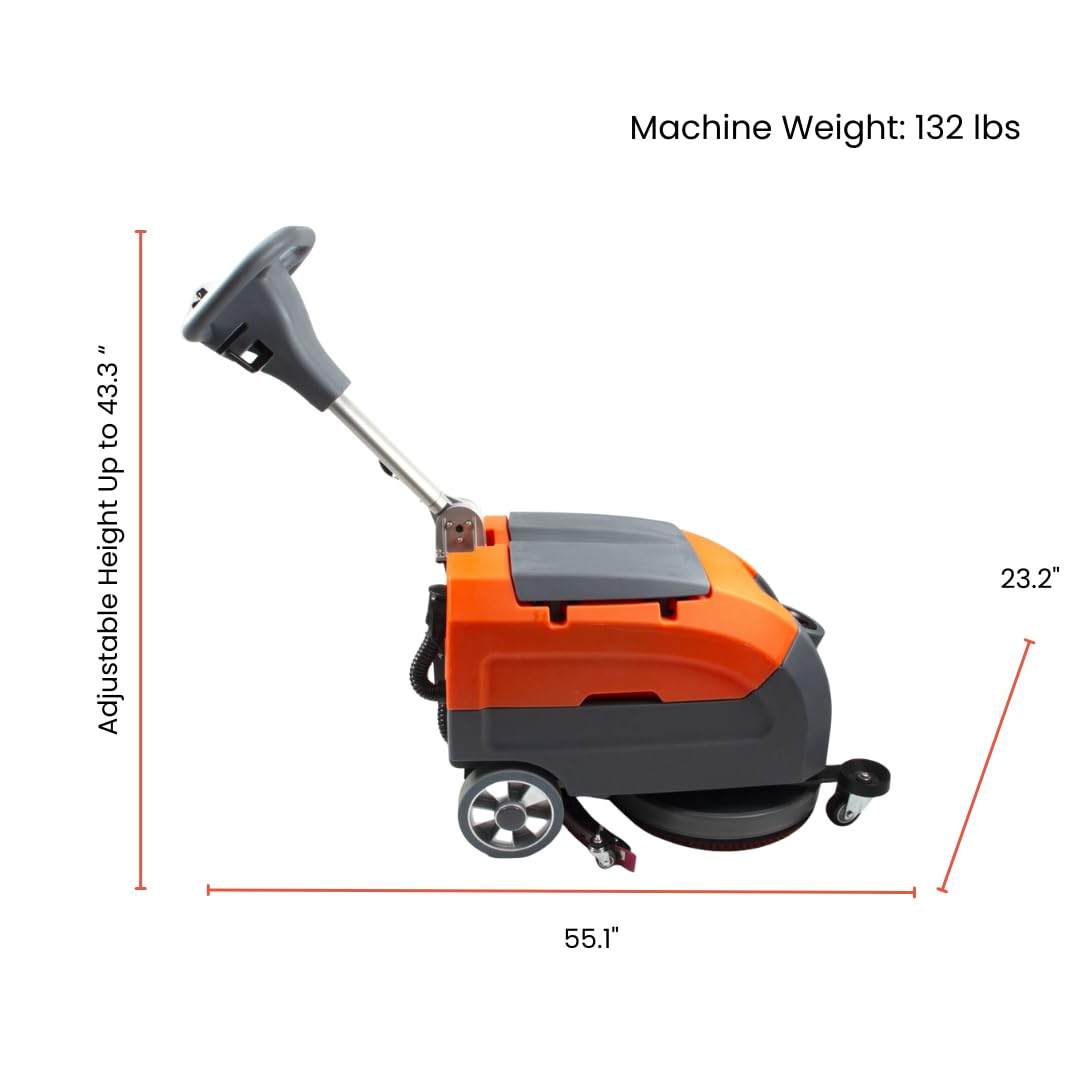 SUNMAX RT35 17" Walk-Behind Floor Scrubber Machine, 7.9/9.2-Gal Tanks, 19000 sqft/h, with Anti-Collision Wheel for Protection