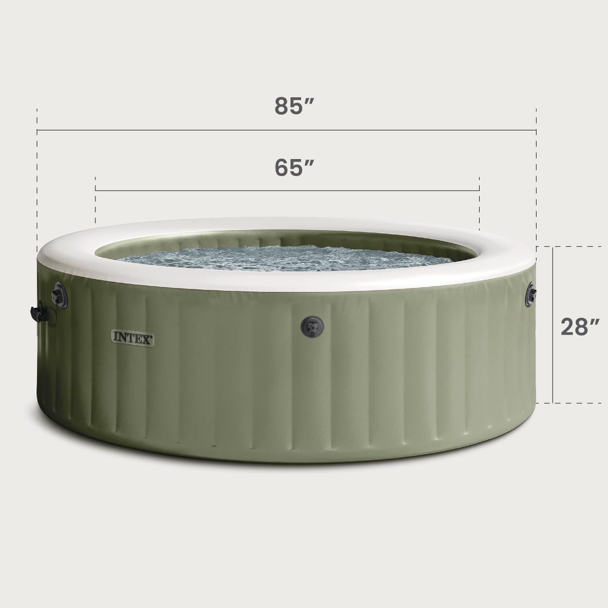 INTEX 28427EG PureSpa Bubble Massage Spa Set Outdoor Inflatable Portable Hot Tub, Includes Energy Efficient Spa Cover, Saltwater System Ready, 6 Person, 85in x 28in