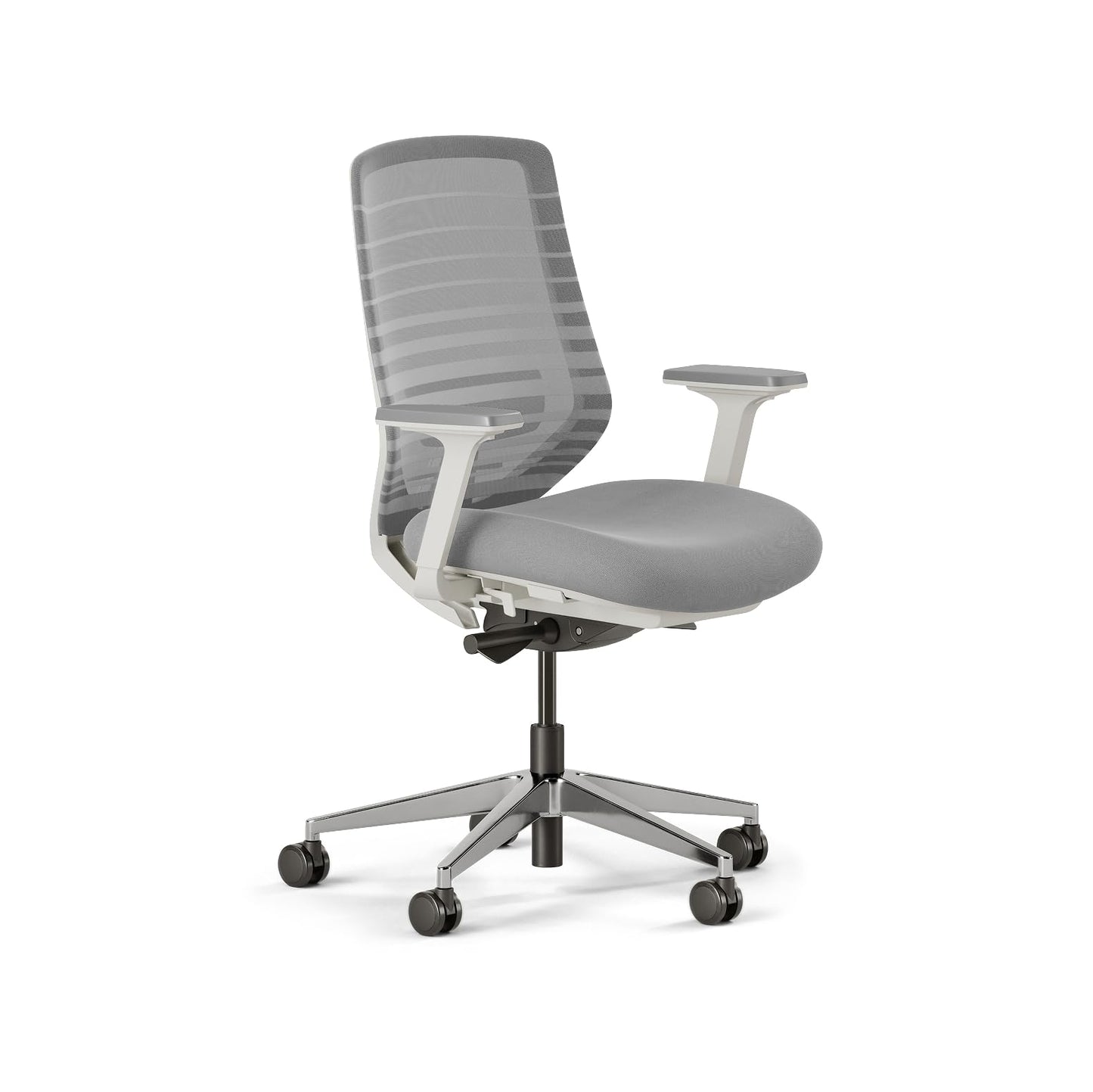 Branch Ergonomic Chair - A Versatile Desk Chair with Adjustable Lumbar Support, Breathable Mesh Backrest, and Smooth Wheels - Experience Optimal Comfort and Support - Pebble - White
