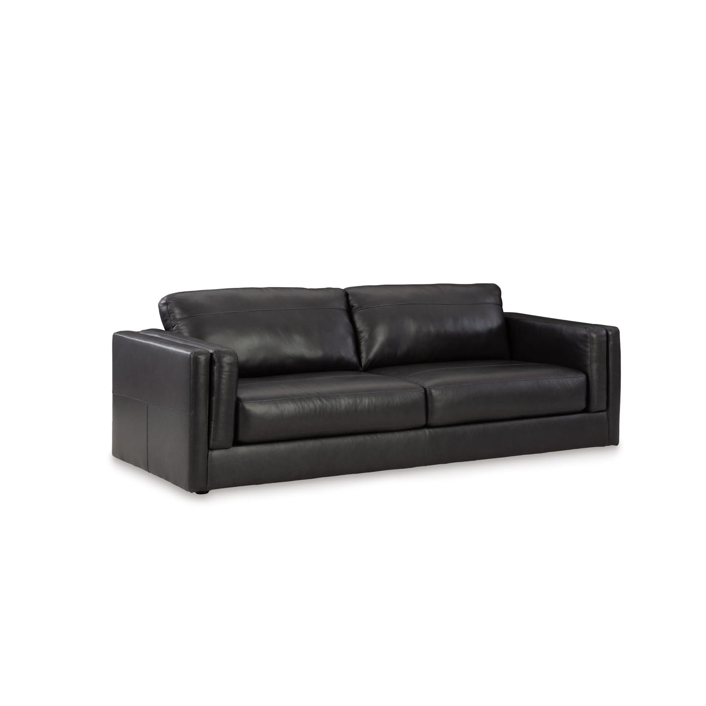 Signature Design by Ashley Amiata Modern Leather Match Sofa with Non-skid Legs, Black