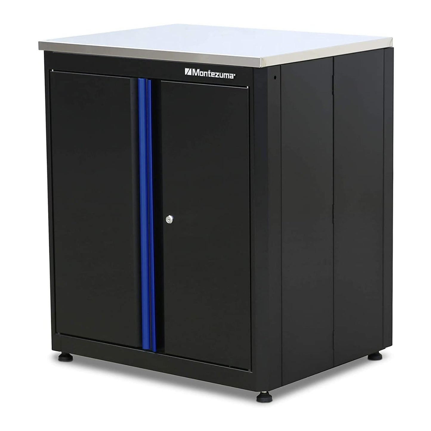 Montezuma Garage Tool Storage System - 30.5 x 24" Locking 2 Door Workbench with Magnetic Latches & Stainless Steel Worktop - BKMG30242BC