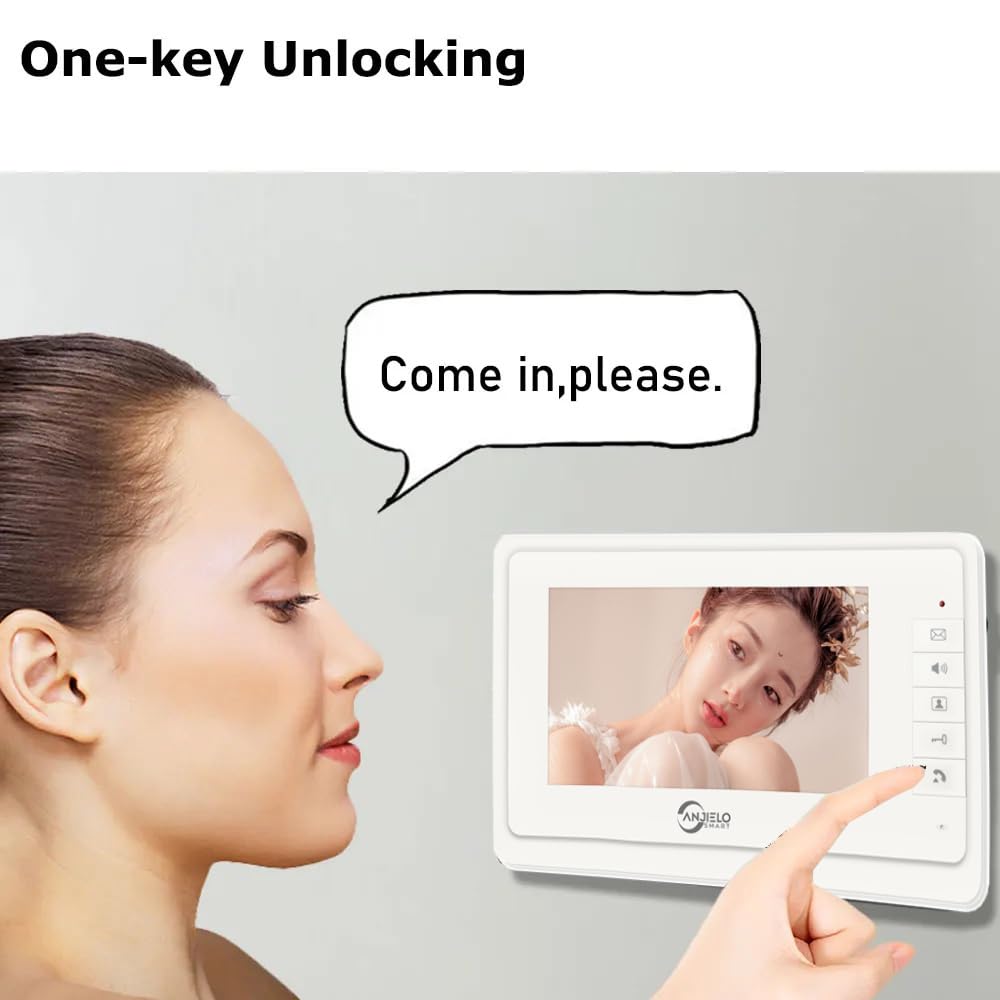 Wired Video Apartment Intercom System,2/3/4/6/8/10/12 Units 7 inch Monitor Video Door Phone Kit,Indoor Outdoor Video Doorbell, ID Card Unlock, 2 Way Audio for Home (for 8 Family)