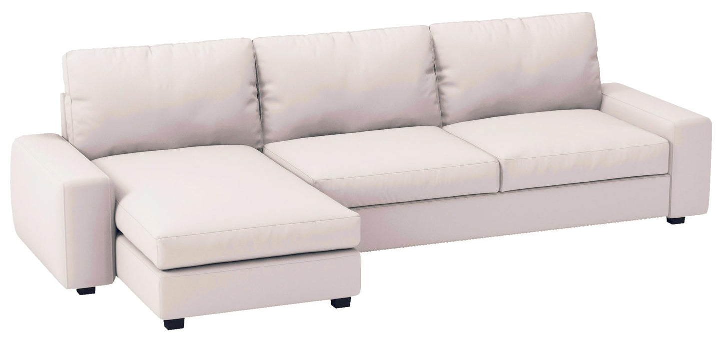 Width: 125.2", Not 110" Durable KIVIK Three 3 Seat Sofa with Chaise Sectional Cover Replacement, Compatible with IKEA Kivik 4 Four Seat Corner Lounge Slipcover Only (Polyester Beige)