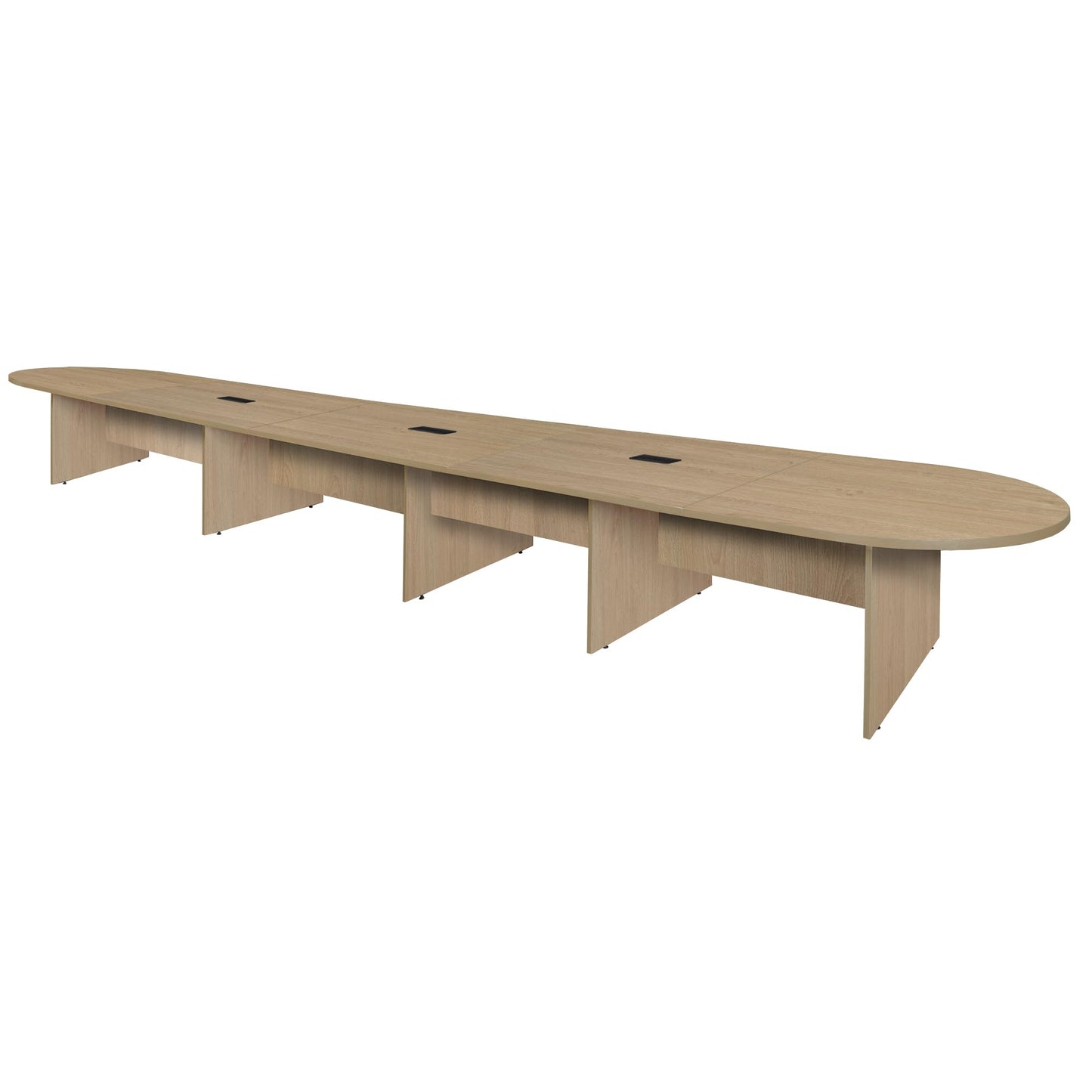 Romig Legacy 20 ft Racetrack Laminate Conference Table with 3 Charging Ports- Noble Oak