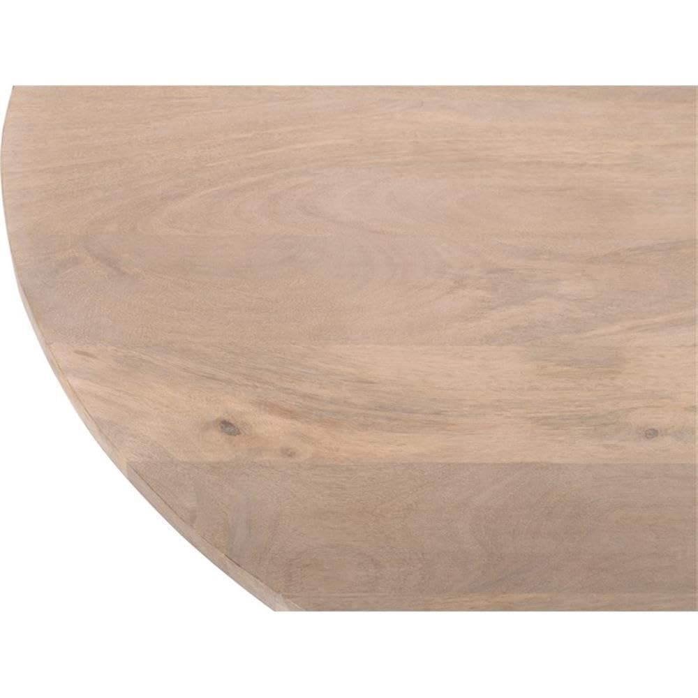 Meridian Furniture 876-T Oakhill Collection Modern | Contemporary Dining Table with White Oak Finish, Solid Mango Wood, Brushed Gold Base, Fluted Wood, 48" W x 48" D x 30" H, Natural
