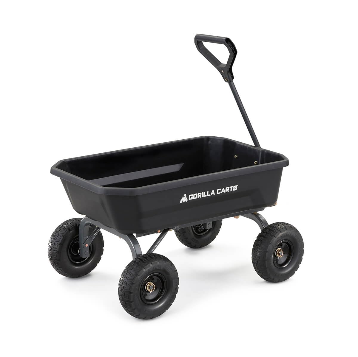 Gorilla Carts Heavy-Duty Dump Cart, Patented Quick-Release Dumping, Steel Frame, 600 lb Capacity, No-Flat 10-Inch Tires, Utility Wagon for Garden, Yard, Beach