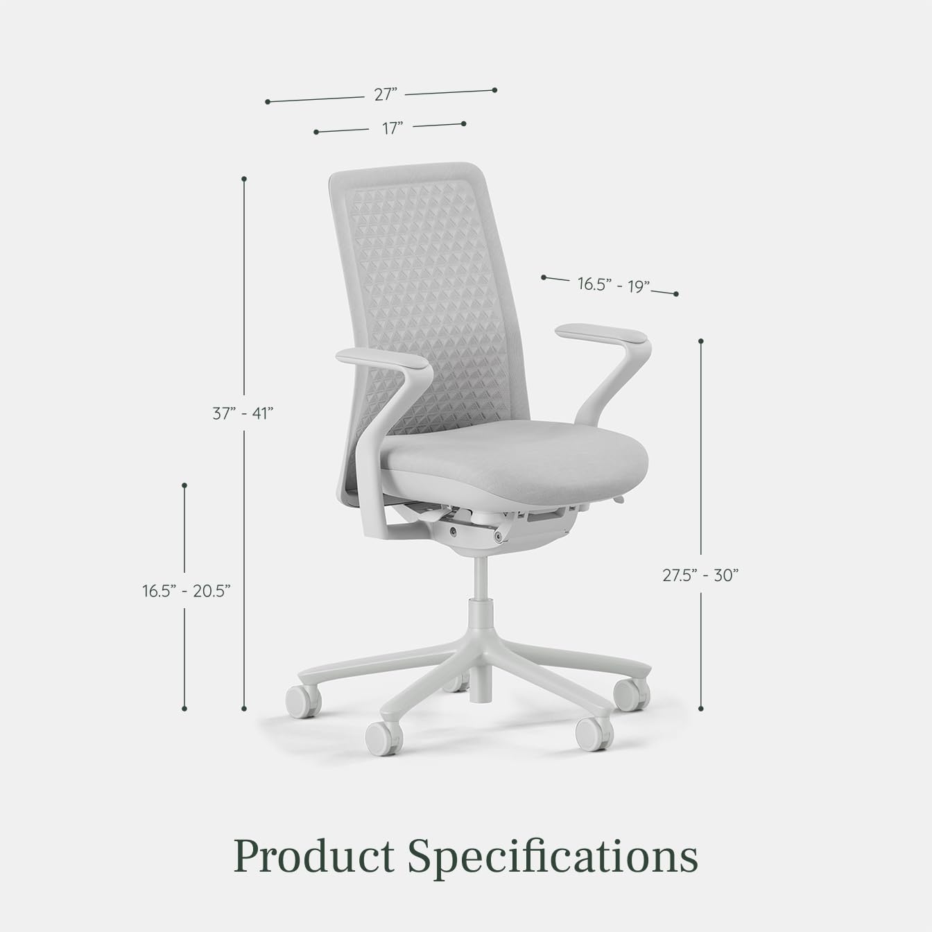 Branch Verve Chair - High Performance Executive Office Chair with Contoured Back and Adjustable Lumbar Support - High Density Foam Cushion and 3D Knit Back - Fits 5' to 6', Up to 275 lbs, Mist