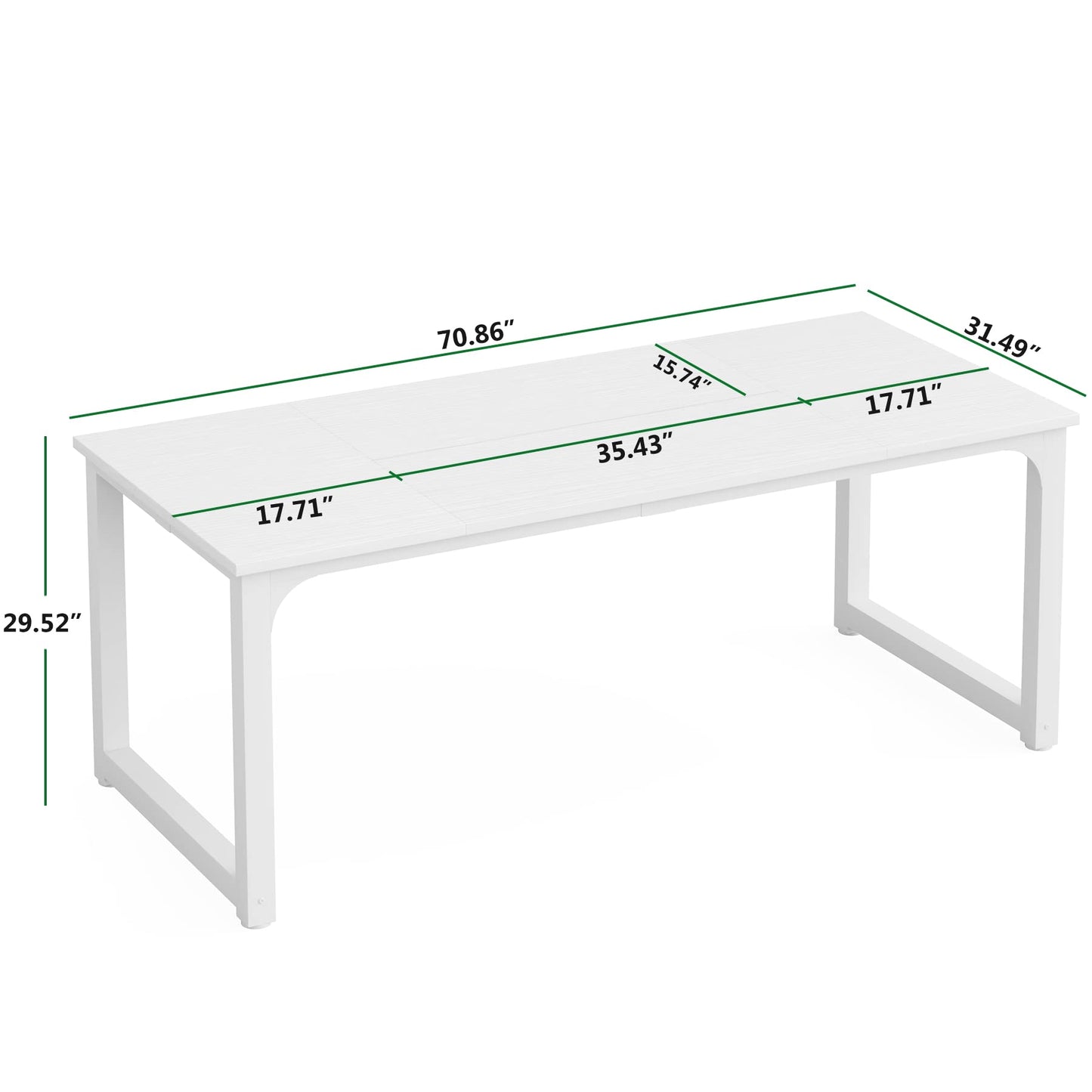 LITTLE TREE 70.8 Inch X-Large Executive Computer Office Desk, White