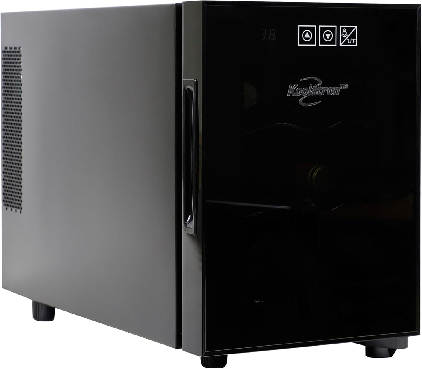 Koolatron 6 Bottle Wine Fridge – Freestanding Wine Cooler with Glass Door, 0.6 cu ft (16 L) Beverage Can Refrigerator, Digital Temperature Control, Ideal for Red, White & Sparkling Wine, Champagne