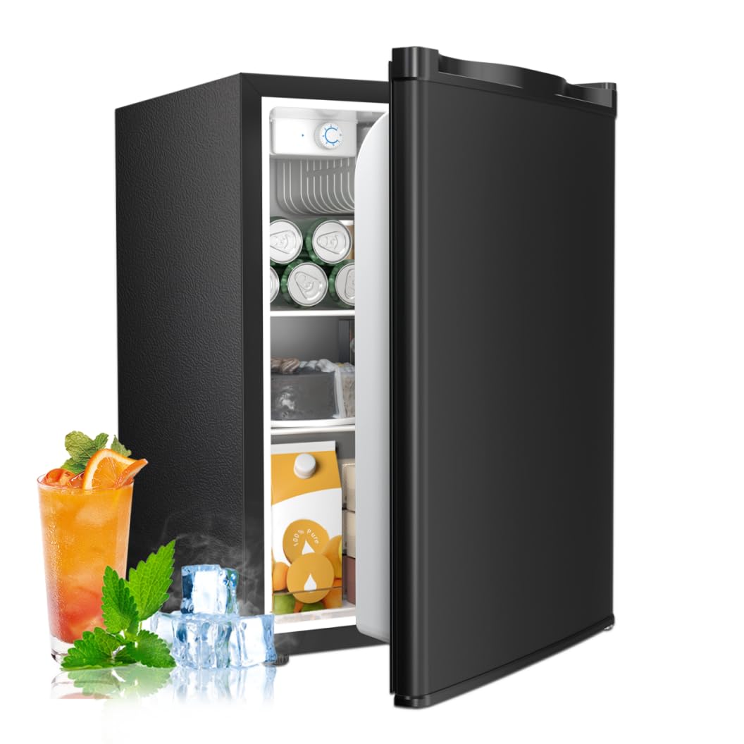 Antarctic Star 2.56 Cu.Ft. Mini Fridge with Freezer, Small Refrigerators with Adjustable Thermostat, Low Noise, Energy Saving, Compact Refrigerators for College Dorm, Office, Bedroom, Apartment, Black