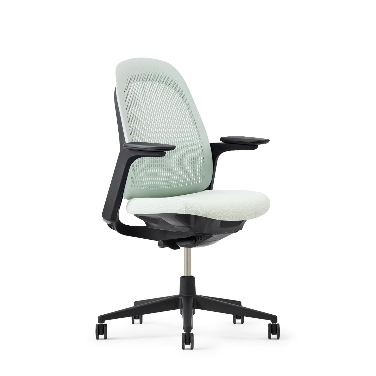 Haworth Breck Office Chair - Ergonomic Desk Seat with Height-Adjustable Lumbar Support, Black Trim, and 4D-Arms (Agave)