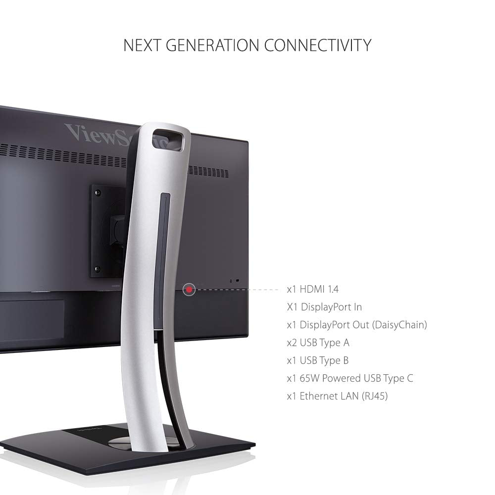 ViewSonic VP2768A 27 Inch 1440p ColorPro Monitor, IPS Display with 100% sRGB and Pantone Validated for Professional Photo Editing, Advanced Ergonomics, 90W USB-C, HDMI, and DisplayPort Daisy Chain