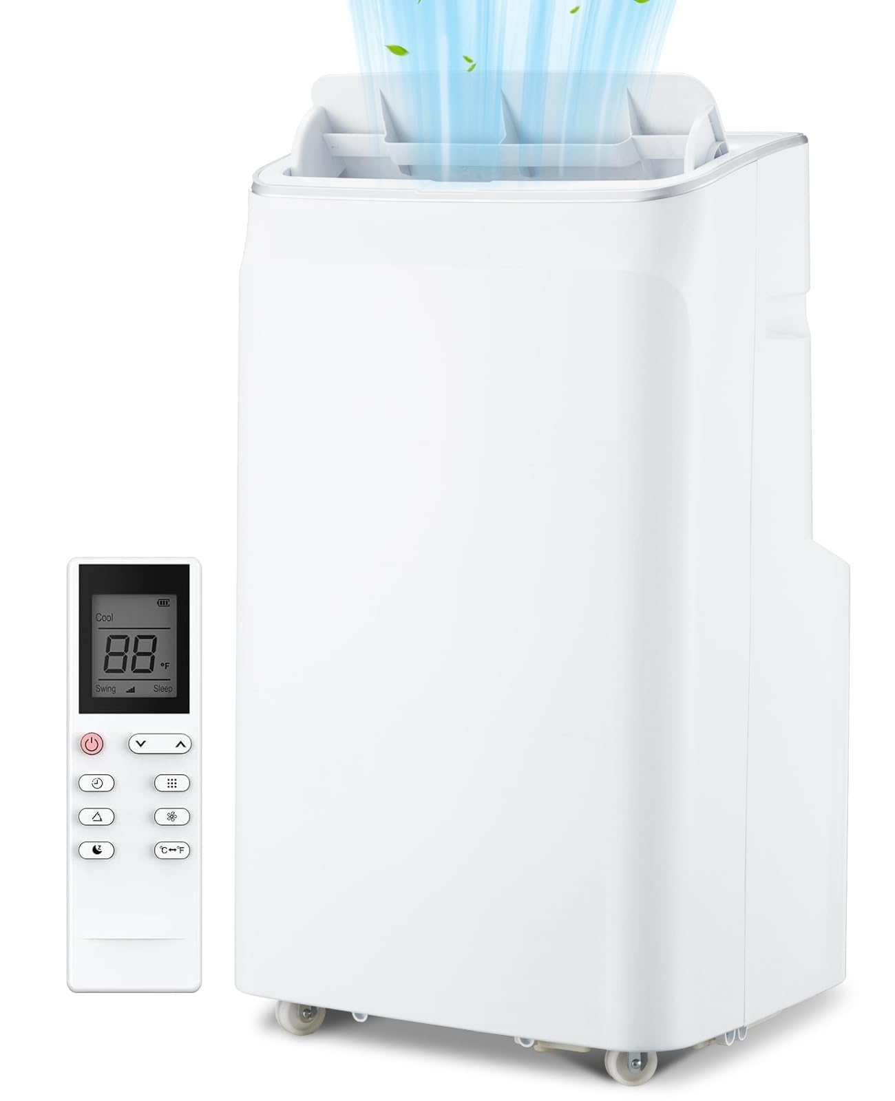 12000 BTU Portable Air Conditioners with Remote Control, 3 in-1 Free Standing Cooling AC Unit with Fan & Dehumidifier, Cools Room up to 500 sq.ft, Auto Swing，Smart Sleep Mode for Bedroom, Indoor Rooms
