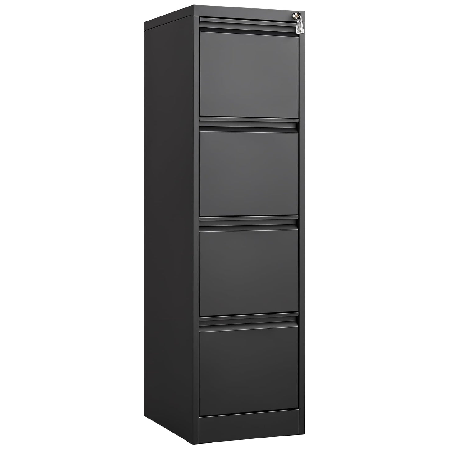 BouPower 4 Drawer File Cabinet with Lock, Vertical File Cabinets for Home Office, Heavy Duty Metal Lockable Filing Storage Cabinet for Letter/Legal/a4/f4 Size Files, Assembly Required, Black