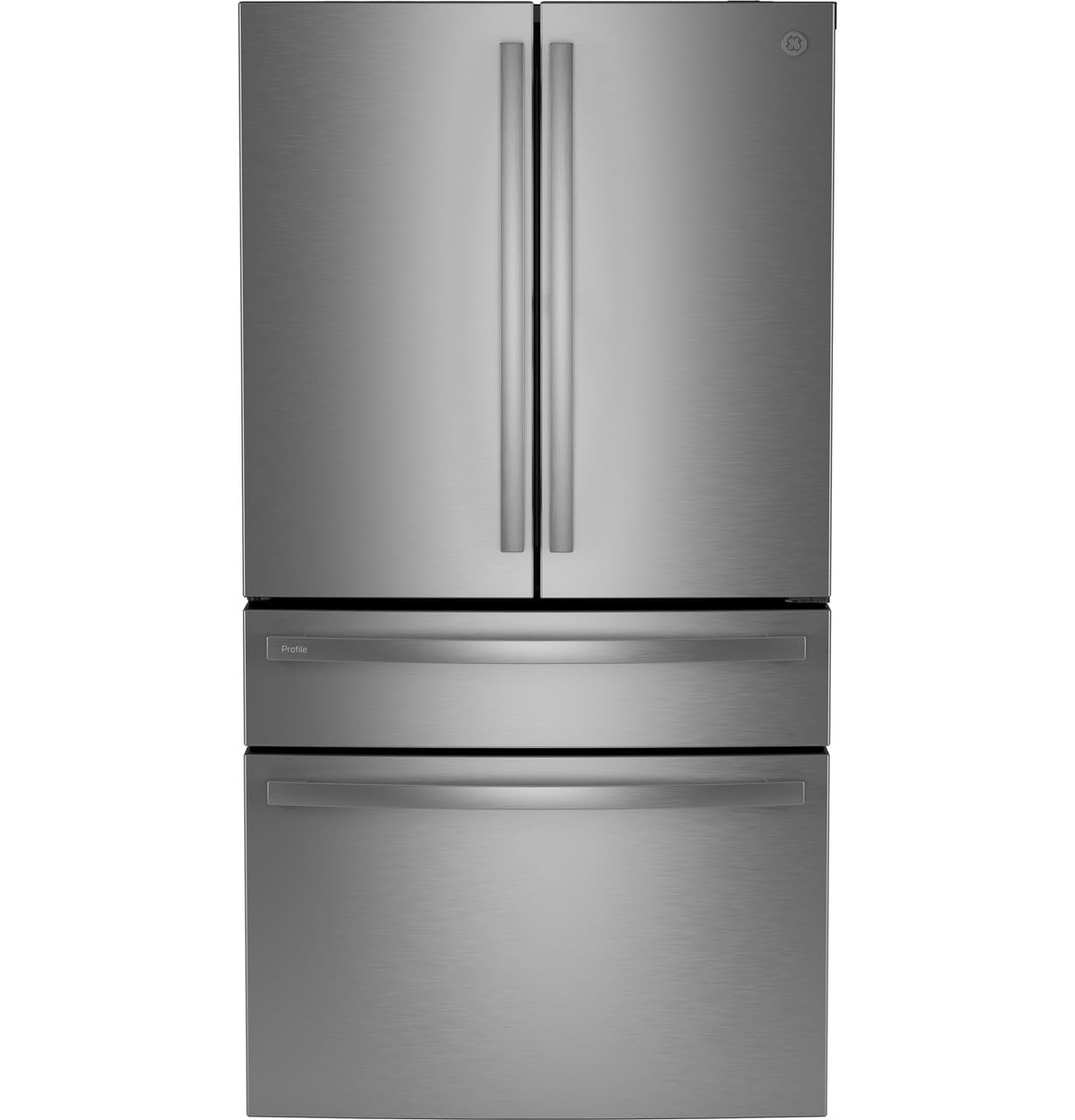GE Profile PJE23BYWFS 23.1 Cu.Ft Counter-Depth French Door Refrigerator – Stainless Steel, Internal Water Dispenser, TwinChill™ Cooling, LED Lighting, Adjustable Shelves