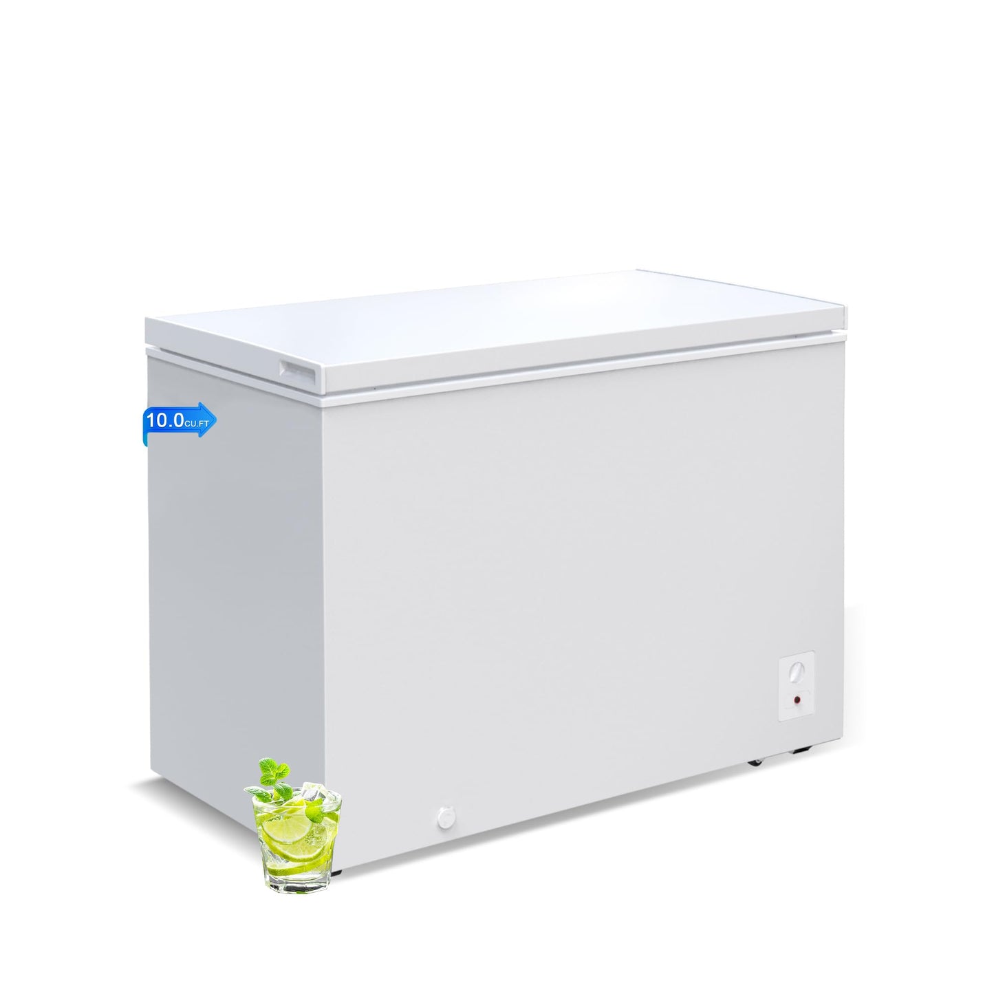 Large Chest Freezer, 10 Cu.Ft Commercial Deep Freezer with 8 Level Adjustable Temperature(-11.2°F to 10.4°F), Energy Saving Freezer with Removable Basket, Universal Wheels, White