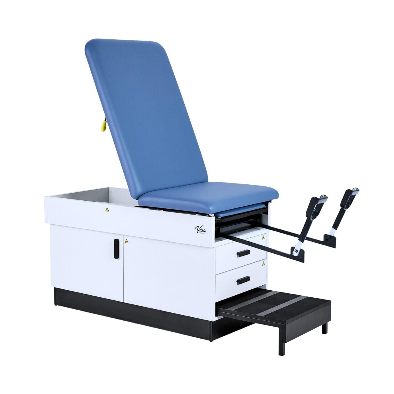 Vivacomfort Slim Line Medical Exam Table with Stirrups, Blue