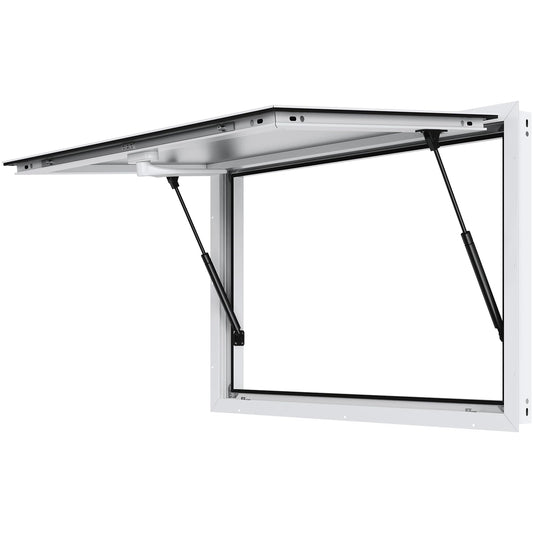 VEVOR Concession Window for Food Truck, 48 x 36 Inch, Silver, Double-Point Fork Lock, Awning Door Up to 85 Degrees, Glass Not Included