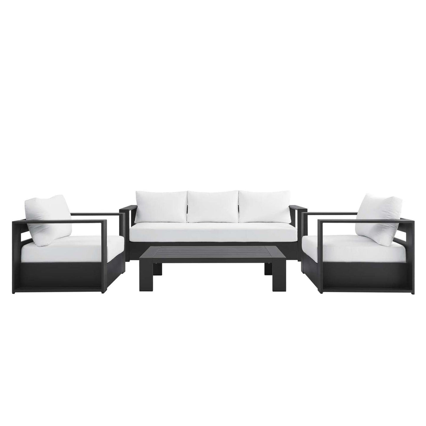 Modway Tahoe Aluminum 4-Piece Outdoor Patio Set in Gray White