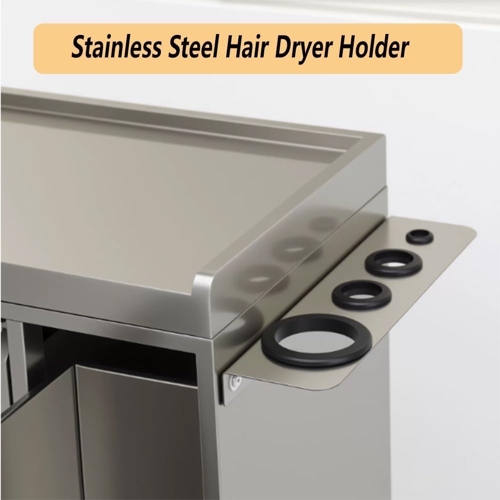 GRRICEPL Stainless Steel Barber Salon Stations, Rolling Salon Trolley Storage Cart, Makeup Storage Trolley Cabinet Organizer For Barber Beauty SPA(35 * 35 * 85cm)