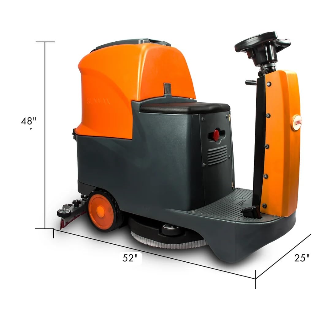 SUNMAX 22" Ride-On Floor Scrubber Machine, 18.5 Gal Tanks, 48,000 Sq.Ft/H Efficiency, 3.5H Fast-Charging Lithium Battery – Commercial & Industrial Floor Cleaning Machine
