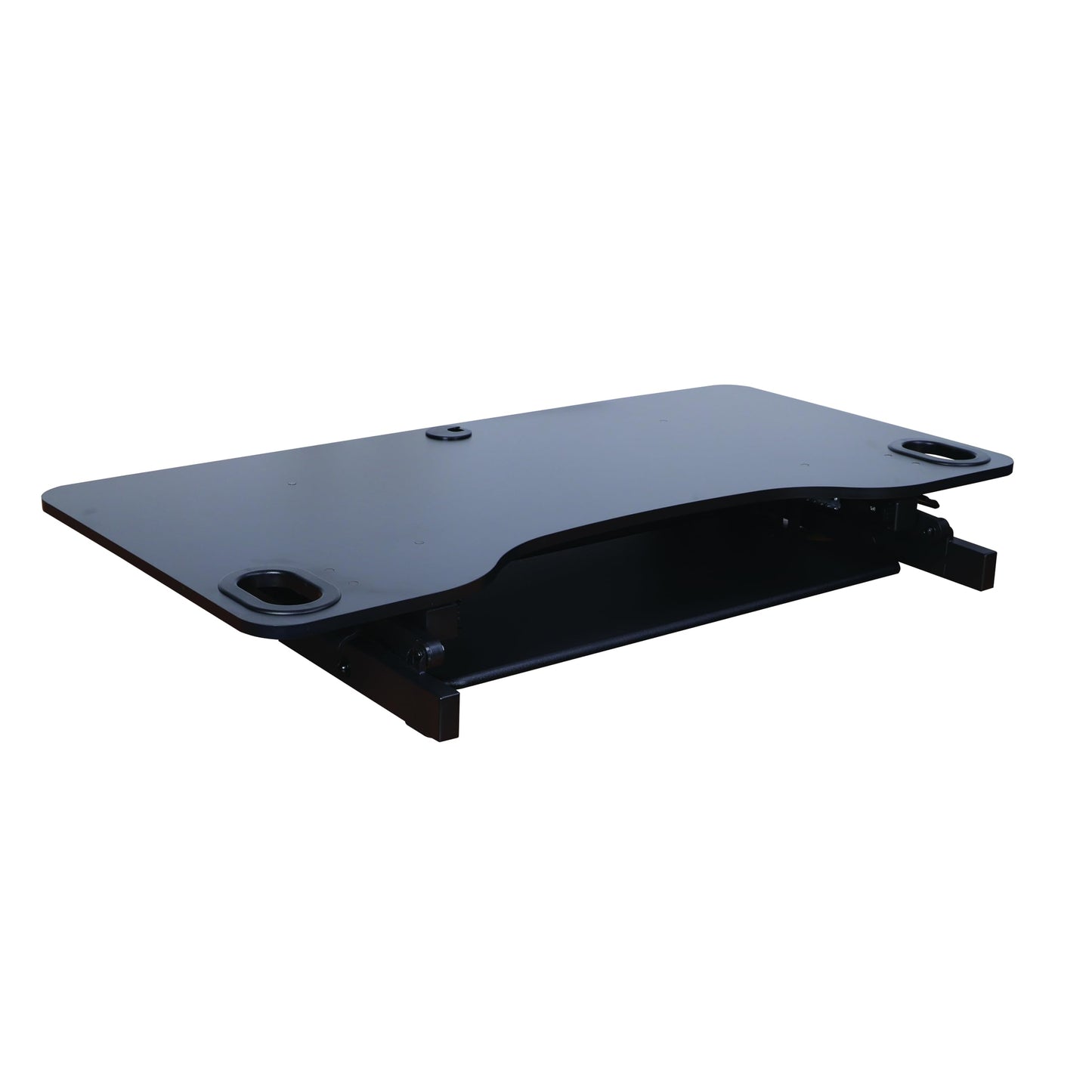 Rocelco 45" Height Adjustable Standing Desk Converter - Slide Out Retractable Keyboard Tray - Sit Stand Up Triple Monitor Riser - Dual Piston Lift Tabletop Computer Workstation - Black (R ADRB-45)