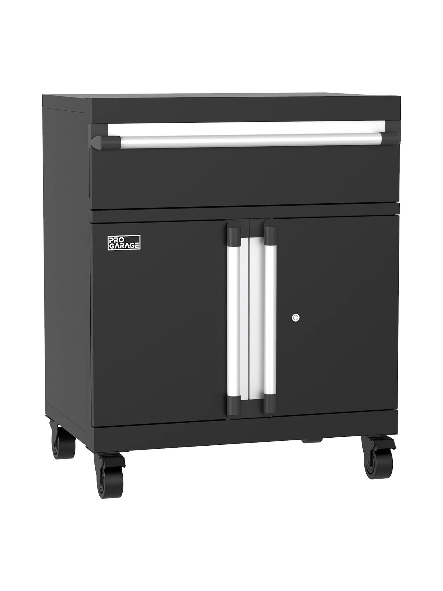 ClosetMaid ProGarage Base Cabinet with Wheels, Drawer, Two Doors, Lock and Shelf, for Garage Storage, Heavy Duty Steel, Black