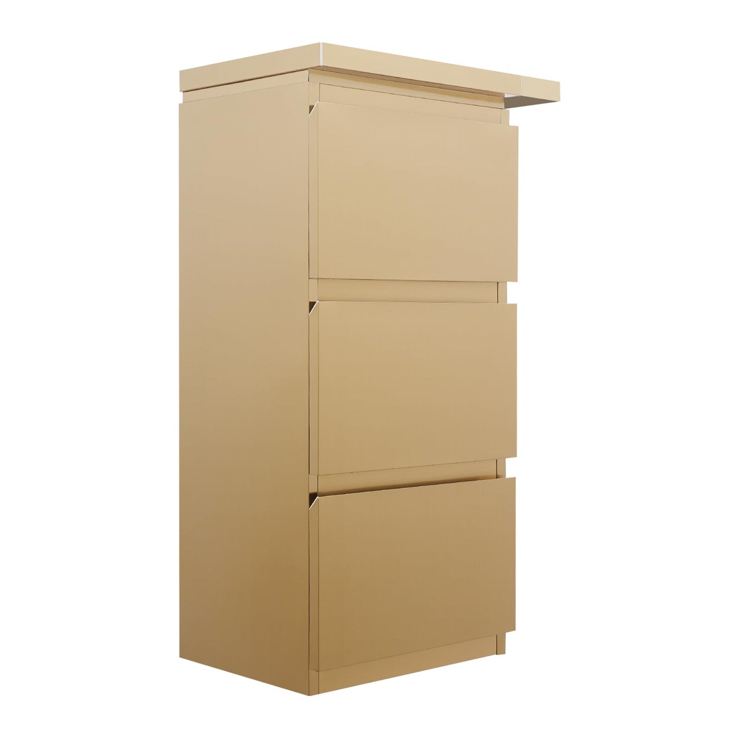 Salon Station for Hair Stylist, 3-Drawer Stainless Steel Salon Storage Cabinet Barber Organizer with 3 Hair Dryer Holders, Smooth & Silent Sliding (Gold)