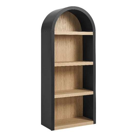 Modway Caleb Arched Bookcase with 4-Tier Open Shelves in Black - Wood Blend Display Bookcase for Dining Room, Living Room, Or Office Storage