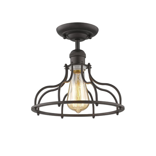 Chloe Lighting Jaxon 1 Light Semi-Flush Ceiling Fixture 10in Wide Rubbed Bronze Model CH2D004RB10-SF1