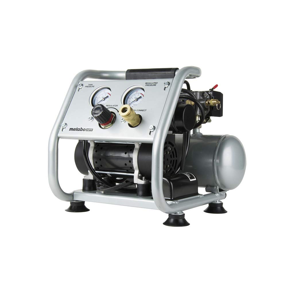 Metabo HPT Quiet Air Compressor, Portable 1 Gallon Oil-Free Air Compressor, Ultra-Quiet Operation at 59 dB, Universal Quick Coupler for Fast Tool Changes, Compact and Lightweight, EC28M