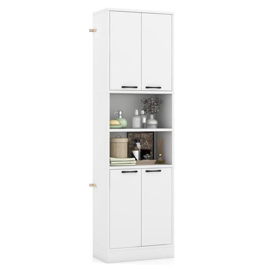 NAFORT Storage Cabinet, 75" Freestanding Tall Cupboard with Shelves, Anti-toppling Devices & Non-Slip Foot Pads, Modern Slim Cabinet for Indoor Space