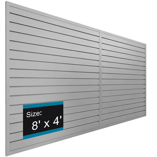 Dmprosel PVC Slat Wall Paneling 4x8 ft, Gray Slatwall Panel for Garage Organization Storage System, Garage Wall Organizer, Waterproof Slat Board for Bathroom, Laundry Room, Garden Tool