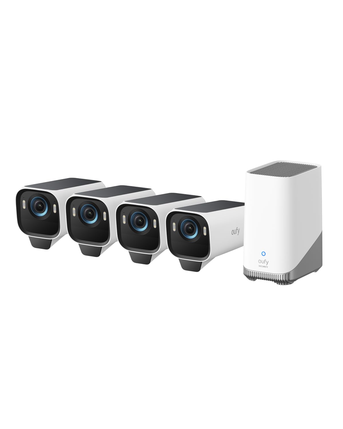 eufy Security eufyCam S3 Pro 4-Cam Kit, Solar Camera Outdoor Wireless, MaxColor Night Vision, 4K Security Camera with Solar Panel, Face Recognition, No Monthly Fee, Built-in Local Storage (Up to 16TB)